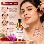 Woman applying Divyaveda Kumkumadi Face Serum to her face using a dropper