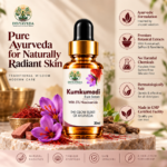 Divyaveda Kumkumadi Face Serum showcased with Ayurvedic botanicals and premium natural skincare elements
