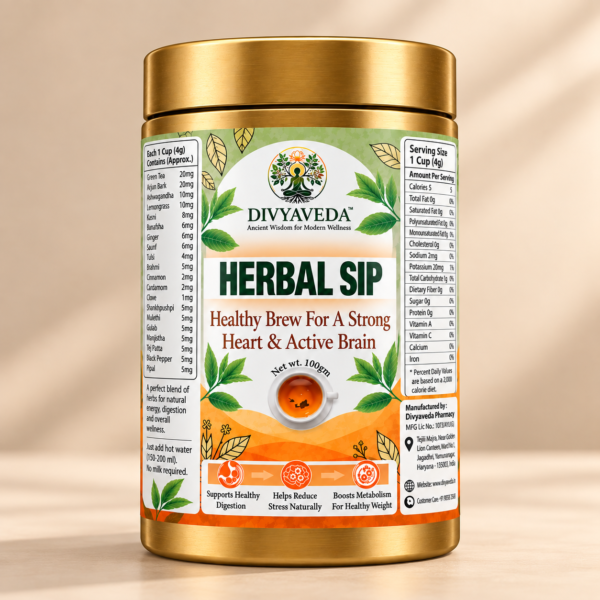 Divyaveda Herbal Sip Ayurvedic Herbal Tea with Green Tea and Arjun Bark