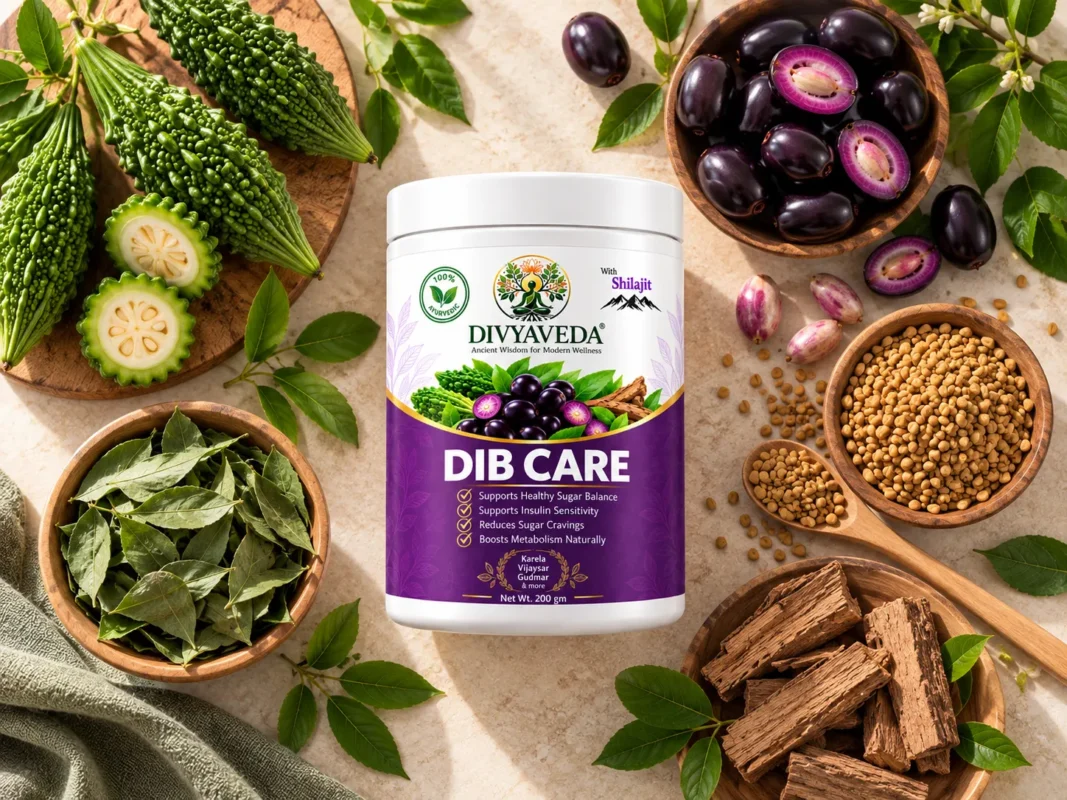 Divyaveda Dib Care Ayurvedic granules 200 g pack with bitter gourd and jamun fruits