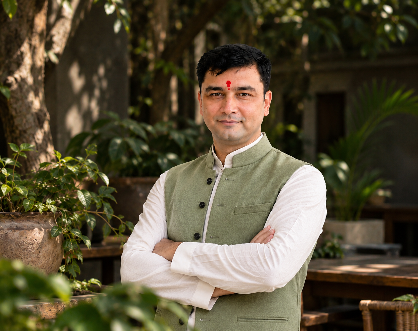 Dr. Charan Singh in a Garden