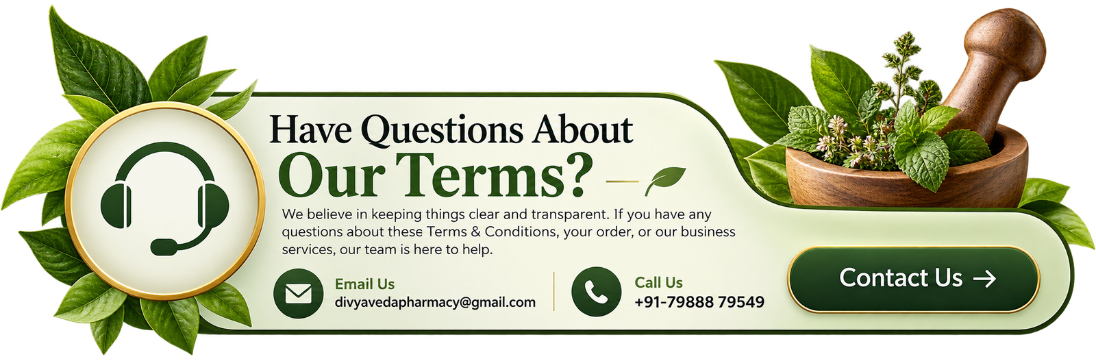 Natural Herbal Terms Contact Banner